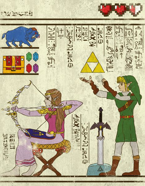 実にそれっぽい 古代エジプトの壁画風に描かれた ゼルダの伝説 そうさめも